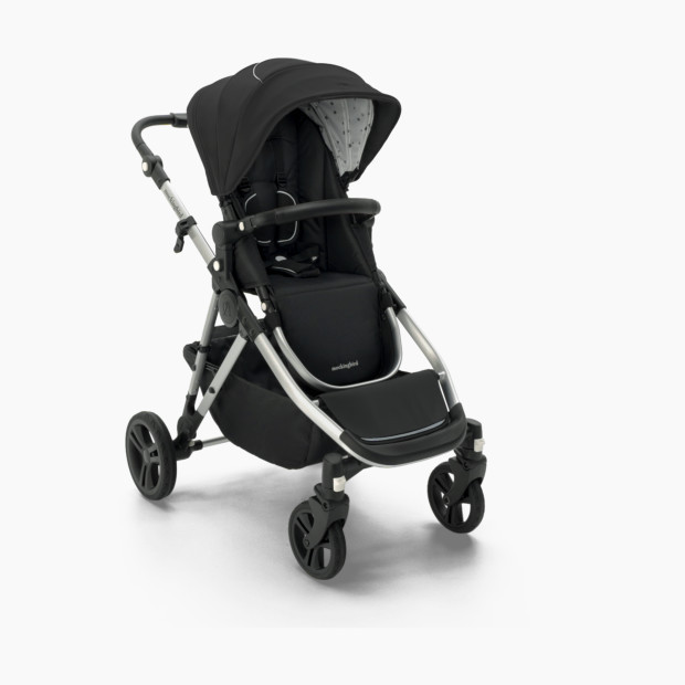 Mockingbird Single-to-Double Stroller 2.0 in Black/Watercolor Canopy/Black Leather | Babylist