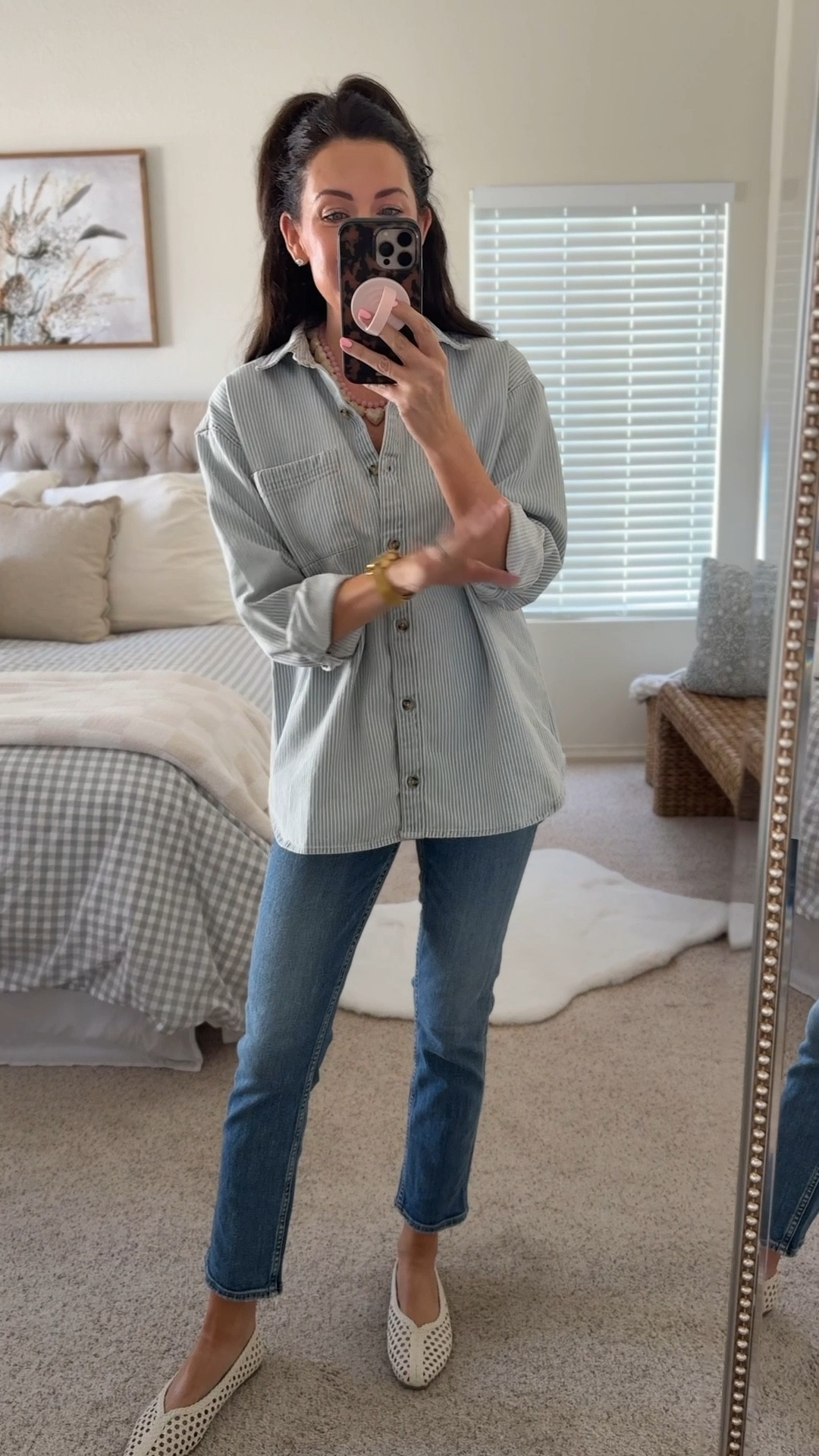 On sale for $22!!! This oversized denim button up has been a closet staple I’ve been reaching for on repeat👏🏻 wearing an xs 

#LTKSeasonal #LTKmomlife #LTKSaleAlert