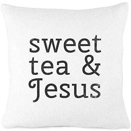 Bonnie Jeans Homestead Prints Farmhouse Throw Pillow - Sweet Tea and Jesus Pillow Cover - Home De... | Walmart (US)
