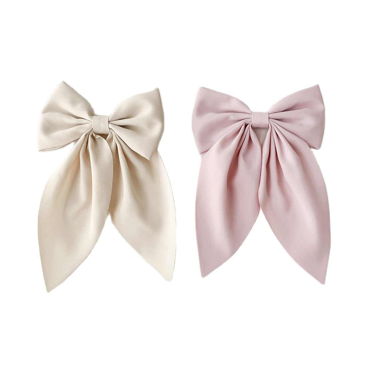 PLINUBLA 2Pcs Solid Big Ponytail Bow Alligator Hair Clips Duckbill Barrettes Hair Accessories for... | Amazon (US)