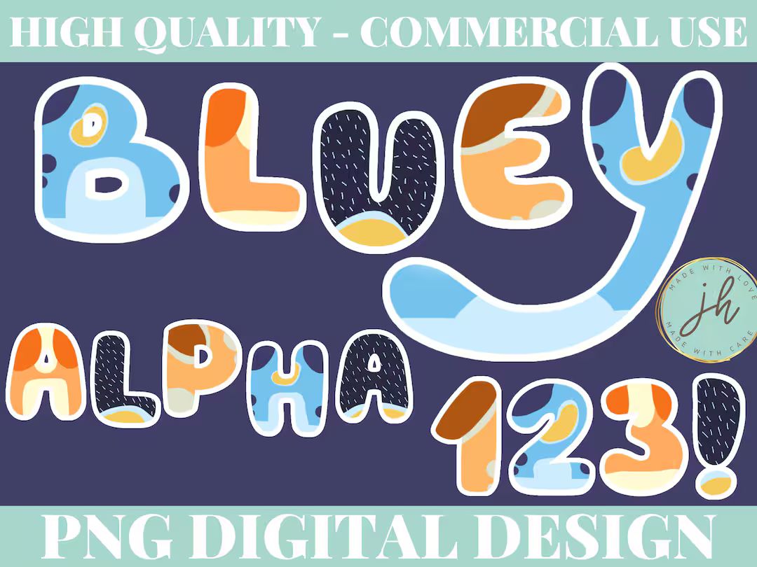 Alpha Set Blue Bingo Chilli Bandit Bundle PNG | Digital Download | DTF | Sublimation | Waterslide | Etsy (US)