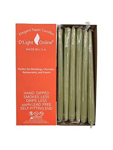 D'light Online Elegant 12" Sage Green Taper Candles Premium Quality Candles, Hand-Dipped Tapered Candles, Dripless and Smokeless - Set of 12 Individually Wrapped (12 Inch, Willow Green) | Amazon (US)