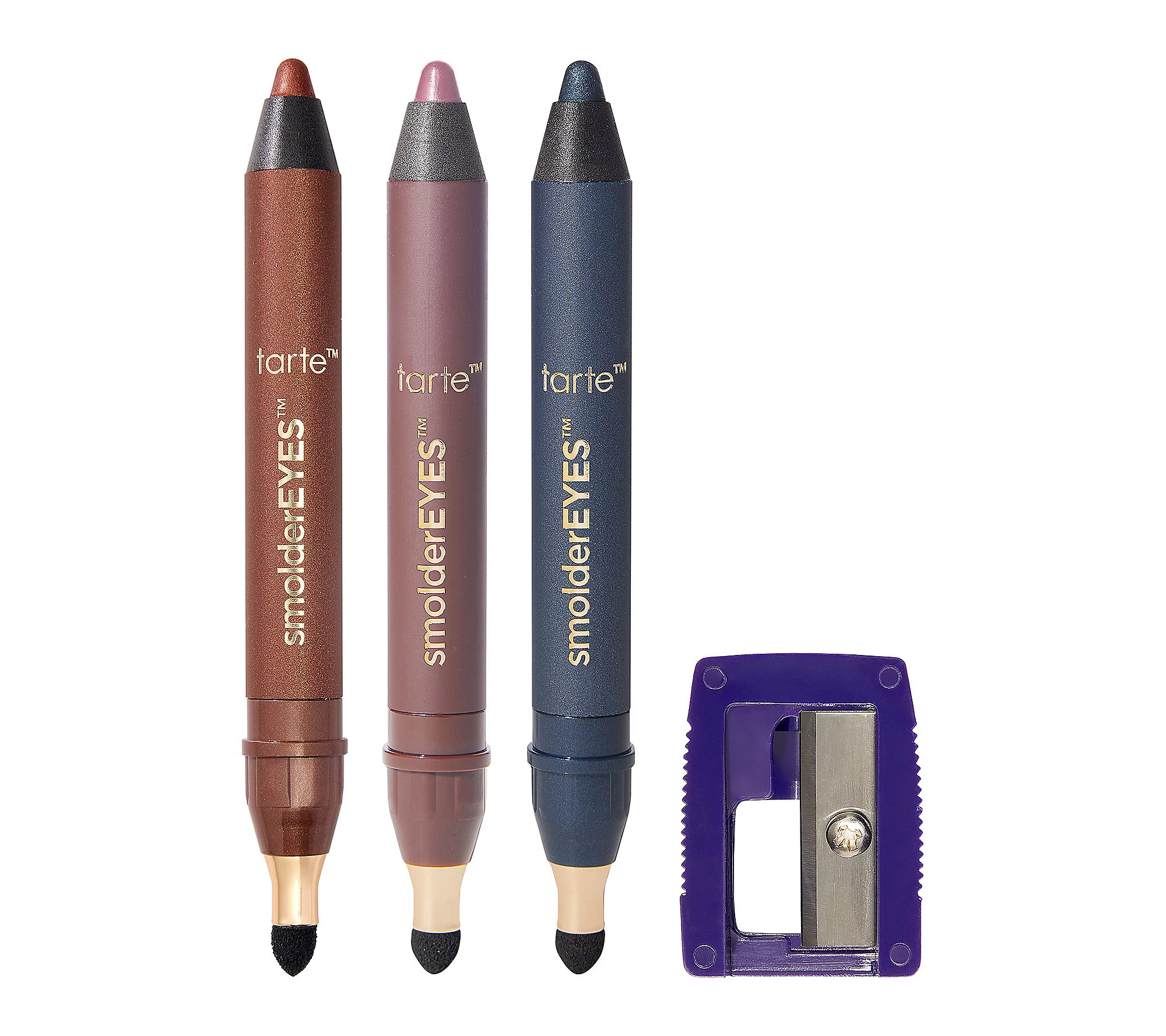 tarte smolderEYES waterproof shadow liners trio & sharpener | QVC