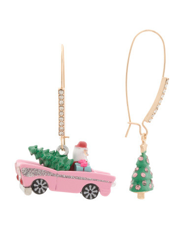 Santa Car Christmas Tree Mismatched Earrings | TJ Maxx