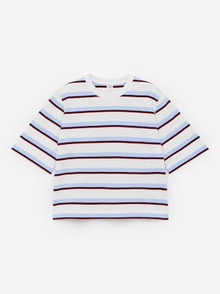 ALBA Boxy T-Shirt – White/Blue/Dark Red – Women – ARKET GB | Arket UK