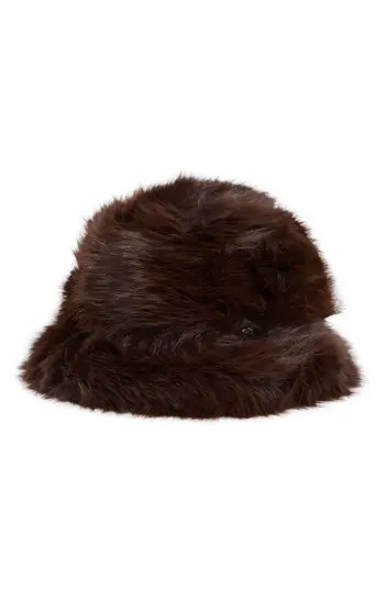 Nanette Lepore Faux Fur Bucket Hat in Dark Brown at Nordstrom Rack | Nordstrom Rack