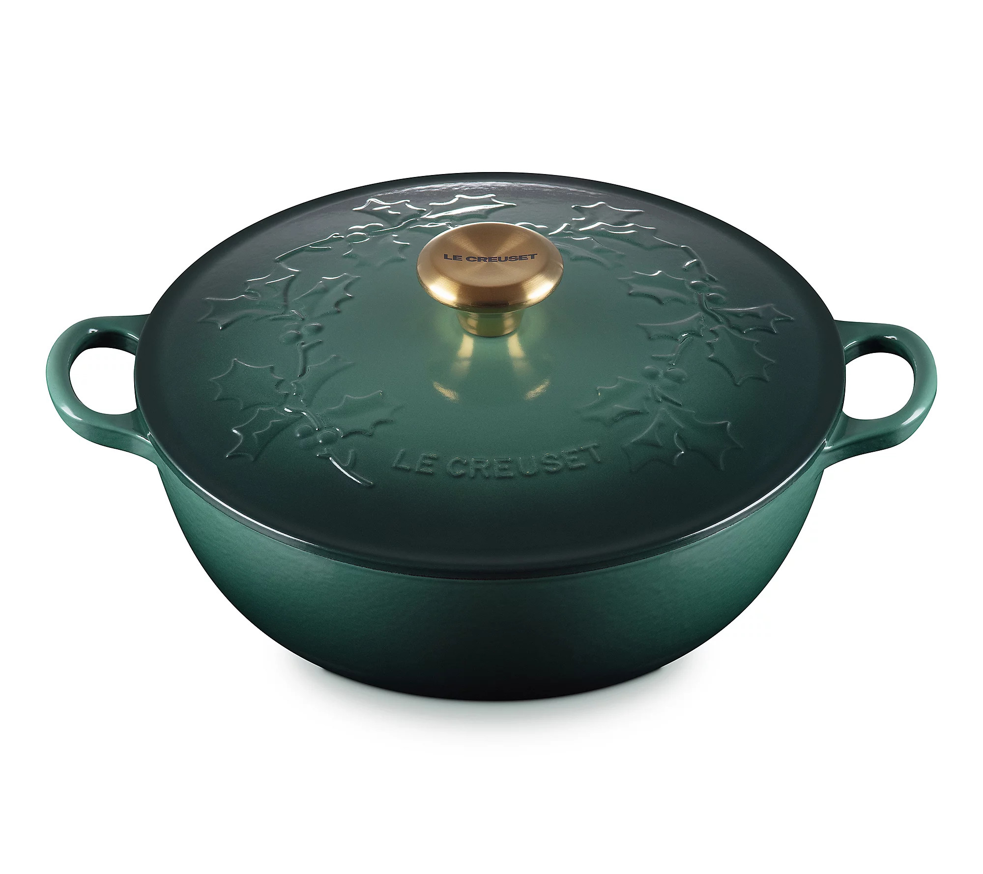 Le Creuset 4.5 qt. Holly Traditional Soup Pot w th Gold Knob | QVC