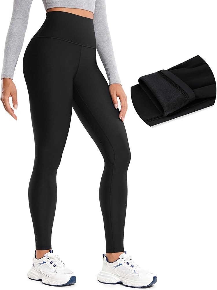 CRZ YOGA Fleece Lined Leggings 28'' - Thermal Casual Lounge Workout Yoga Womens Full Length Pants... | Amazon (US)