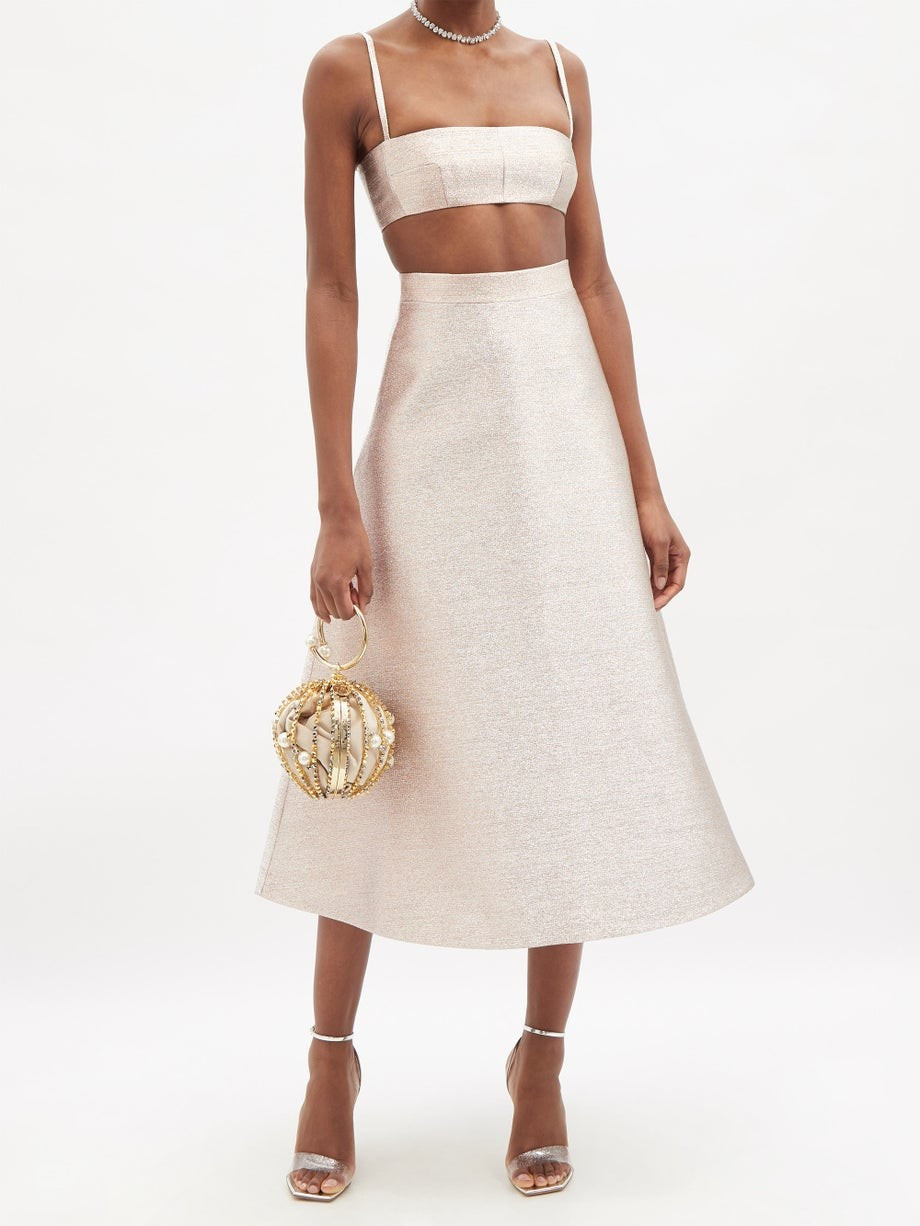 Leyla metallic-woven cropped top | Emilia Wickstead | Matches (US)
