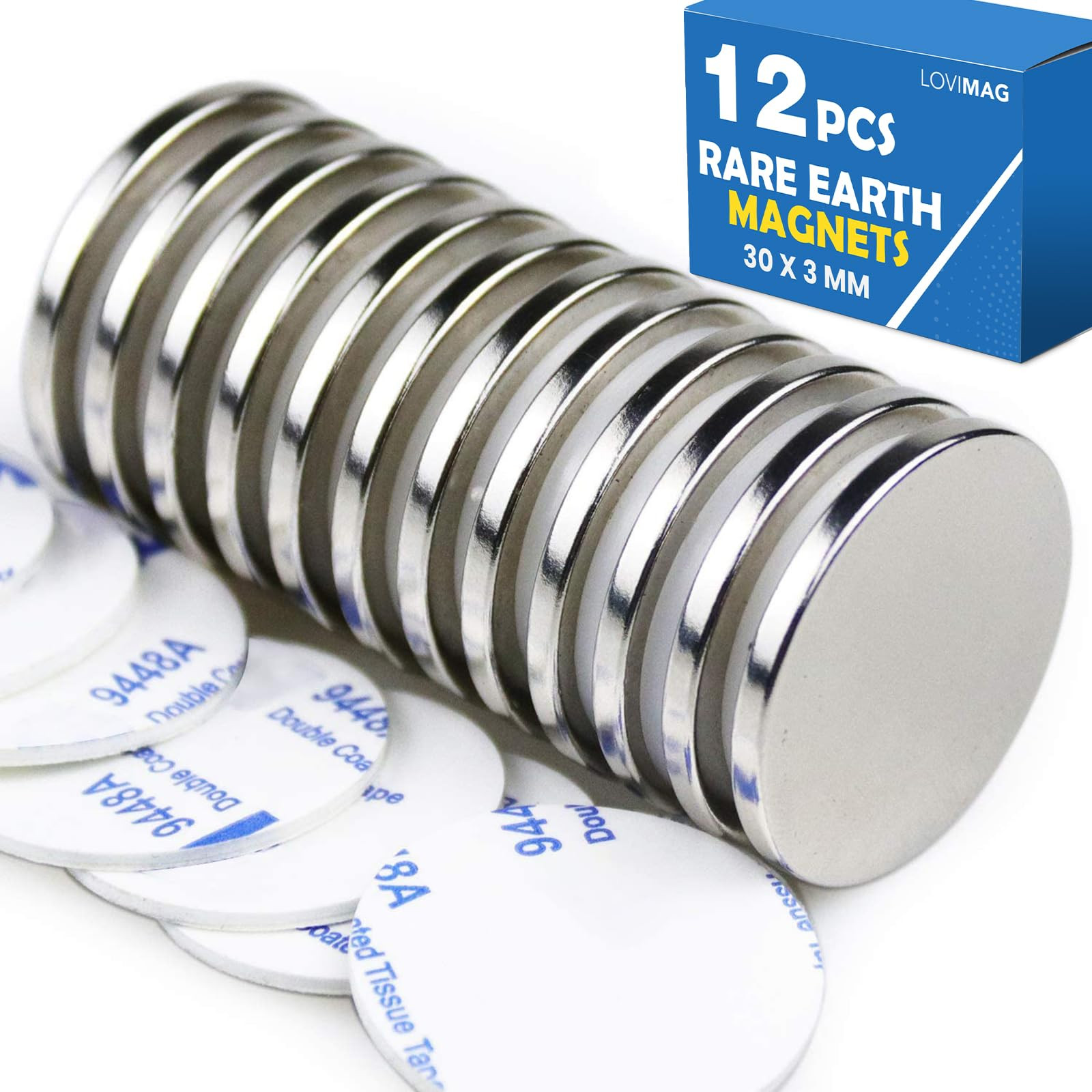 LOVIMAG Strong Neodymium Disc Magnets, Rare Earth Magnet with Double-Sided Adhesive for Fridge, D... | Amazon (US)
