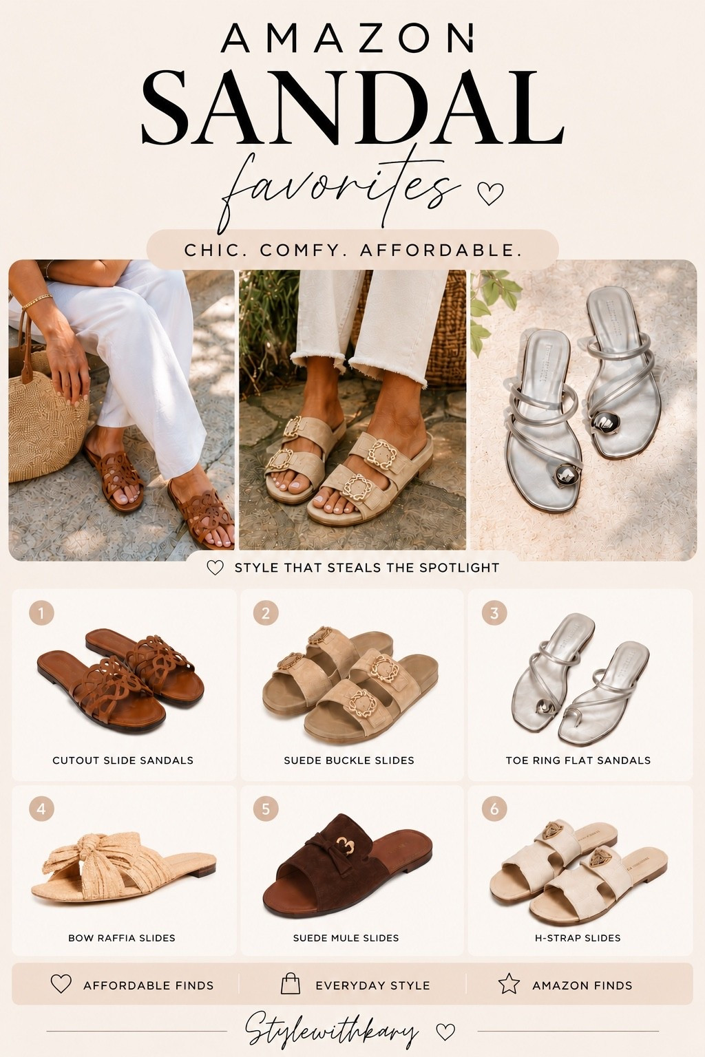 Amazon Sandal Favorites 🤎
Chic. Comfy. Affordable.
Which pair is your favorite?

#LTKOver40 #LTKootd