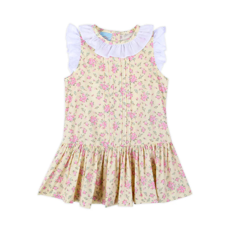Fluffy Bunny Yellow Floral Ruffle Collared Dress | Classic Whimsy
