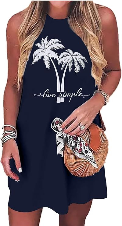 Summer Sundress for Women Graphic Mini Tank Dress Sleeveless Beach Dresses Short Casual Sun Dress... | Amazon (US)