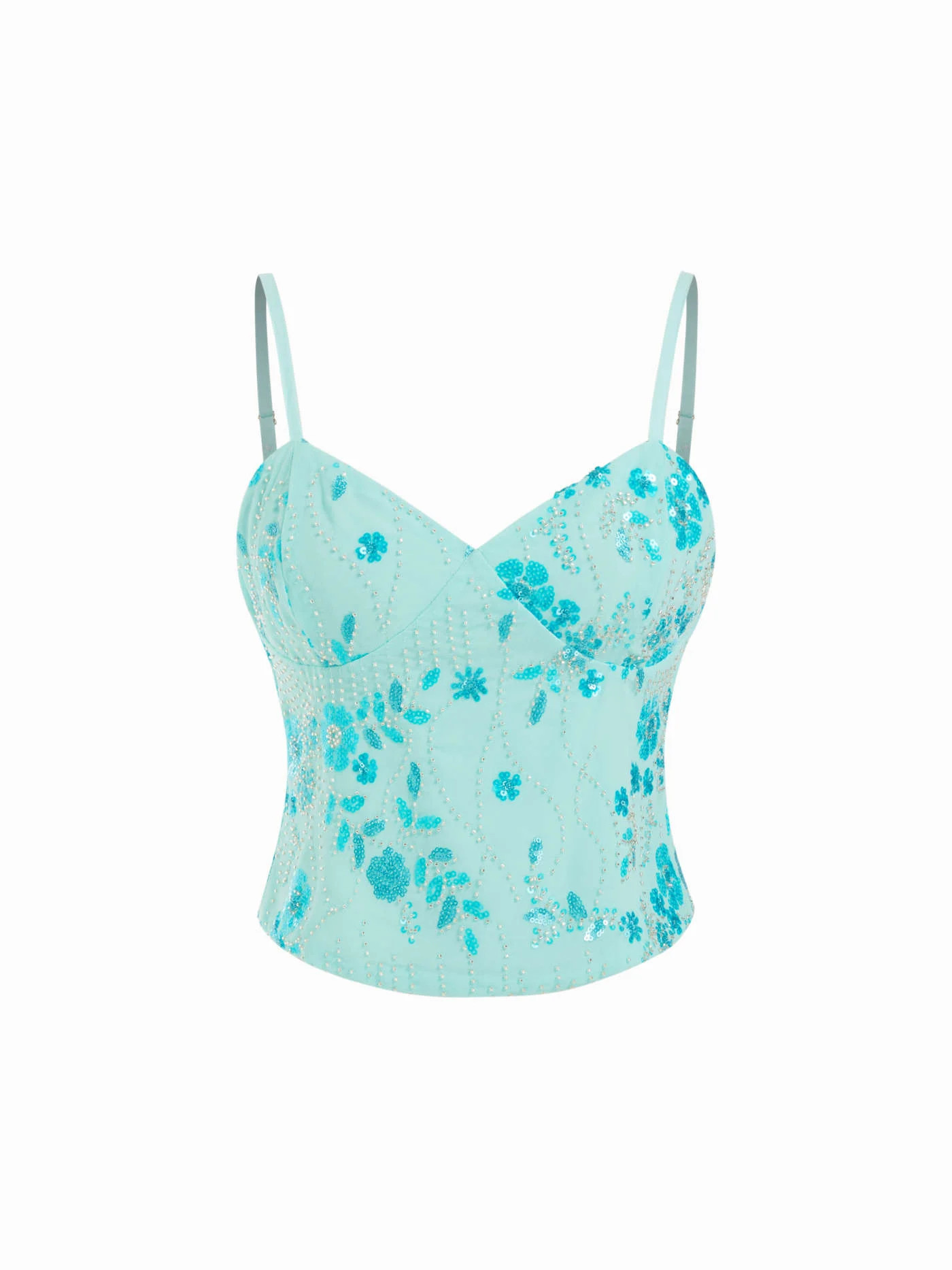 Sequins Sequins Floral Sweetheart Cami Top For Party/Clubbing | Cider