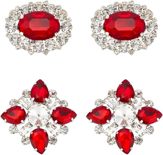 arricraft 2 Pairs 2 Styles Rhinestone Shoe Clips, Red Alloy Rhinestone Crystal Shoe Clips Metal S... | Amazon (US)