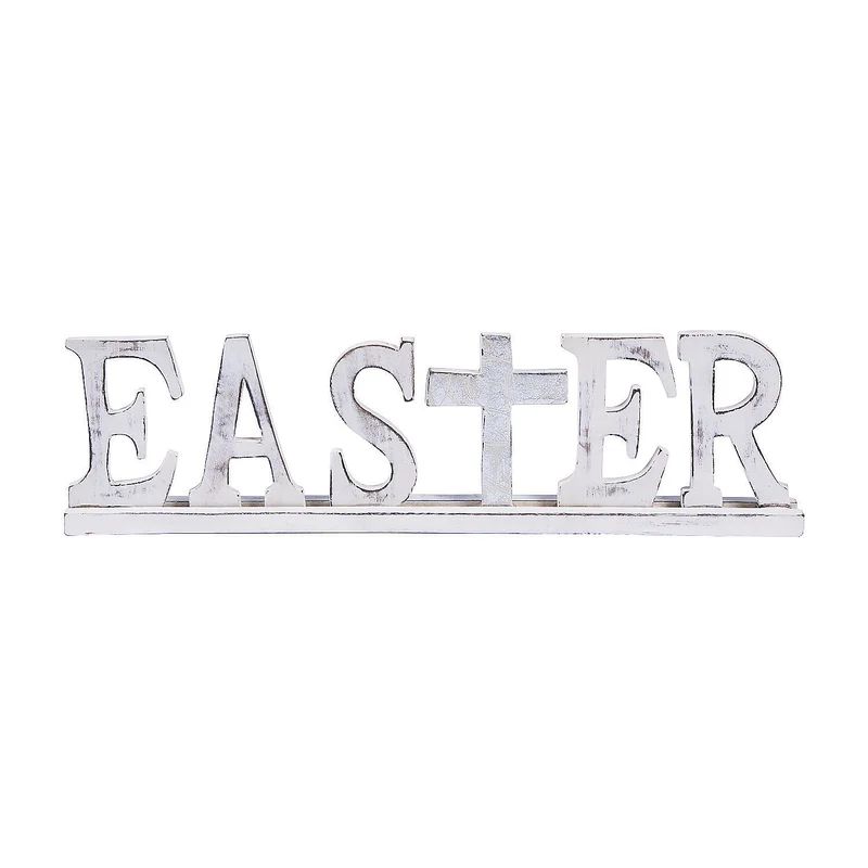 Easter Tabletop Sign With Metallic Cross - Home Decor - 1 Piece | Wayfair North America