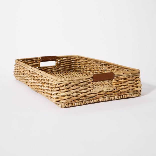 26" x 16" Decorative Banana Leaf Rectangle Woven Tray with Cut Off Handles Brown - Threshold™ d... | Target