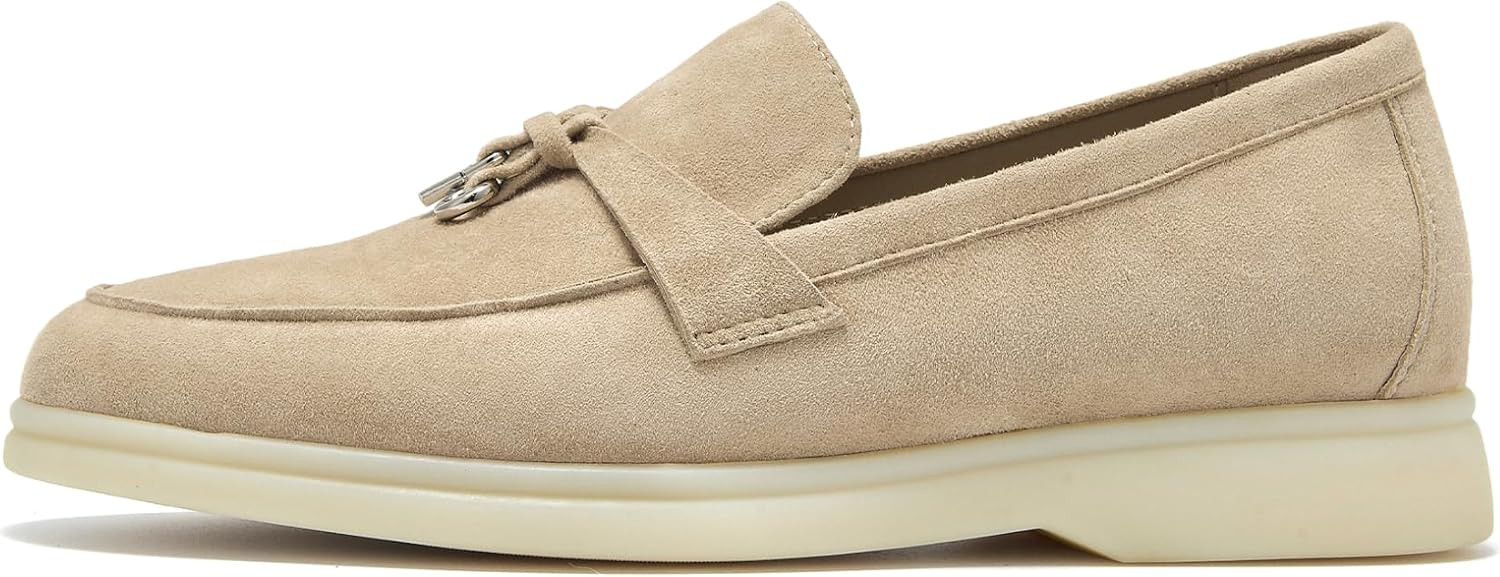BEAU TODAY Women's Suede Loafer Flats，Slip On Penny Loafers Work Shoes | Amazon (US)