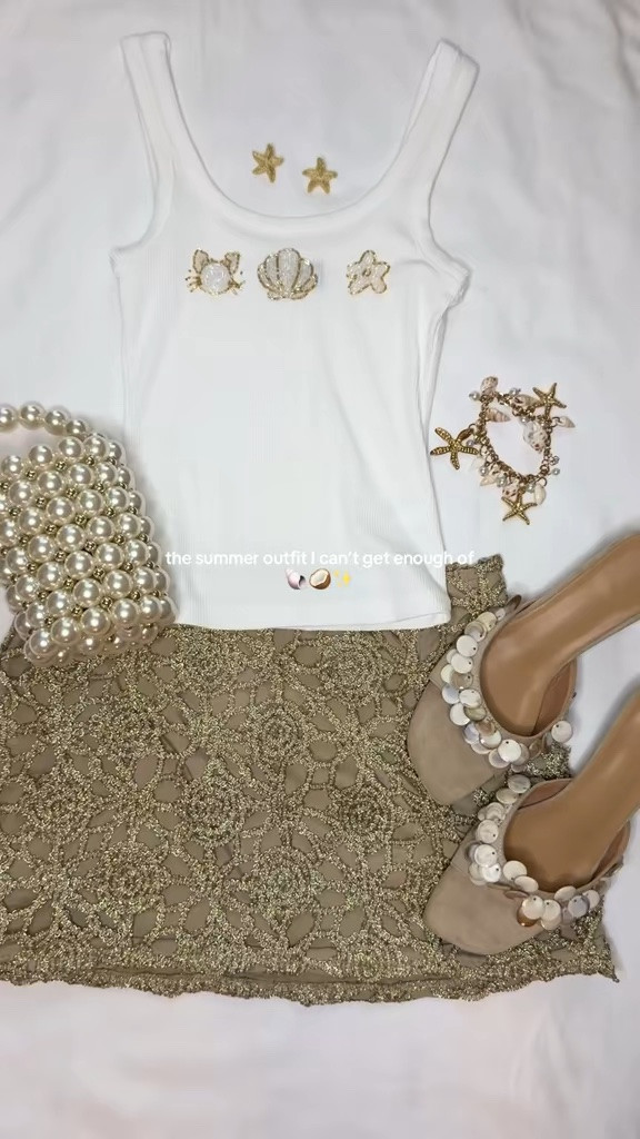 Saving this Amazon outfit for every beach vacation this year. 🌴 The pearl details, shimmer top, and neutral accessories are such an easy way to create an expensive-looking vacation look for less.

Amazon outfit, Amazon fashion finds, vacation outfits, resort outfit, beach dinner look, coastal fashion, European summer style, pearl handbag, pearl heels, sequin top, summer wardrobe, affordable luxury, vacation essentials, LTK outfit

#LTKTravel