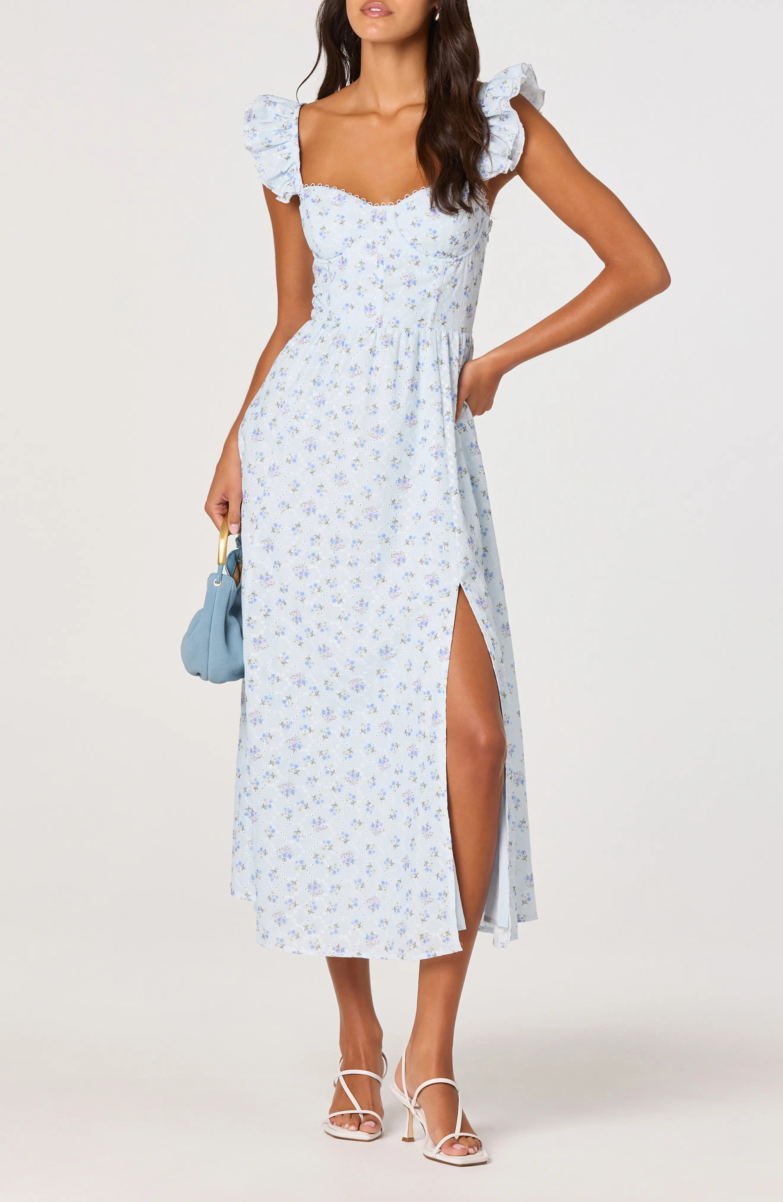 Wedelia Floral Print Ruffle Strap Midi Dress (Women) | Nordstrom | Nordstrom