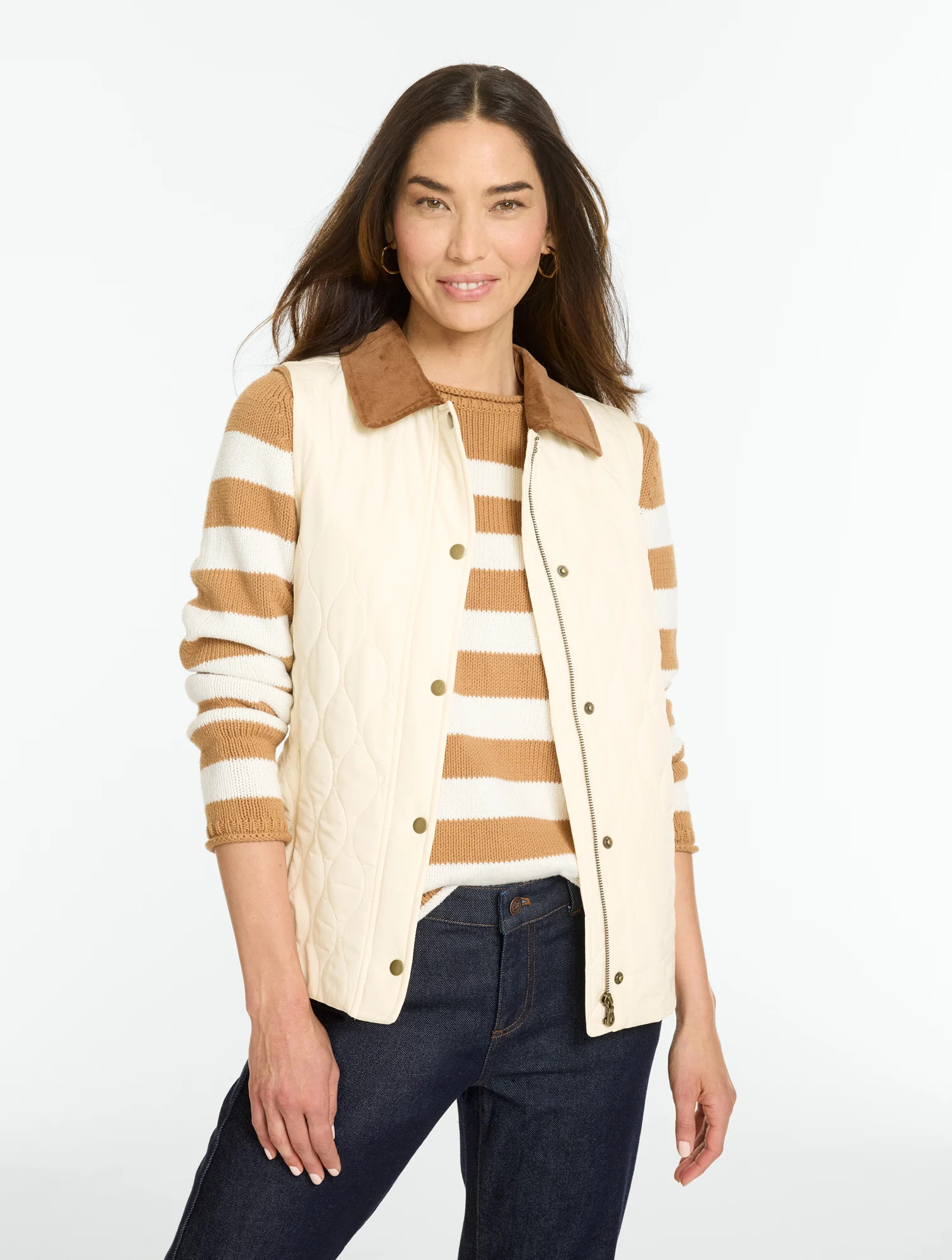 Plus Petite - Quilted Vest - Ivory - 3X Talbots | Talbots