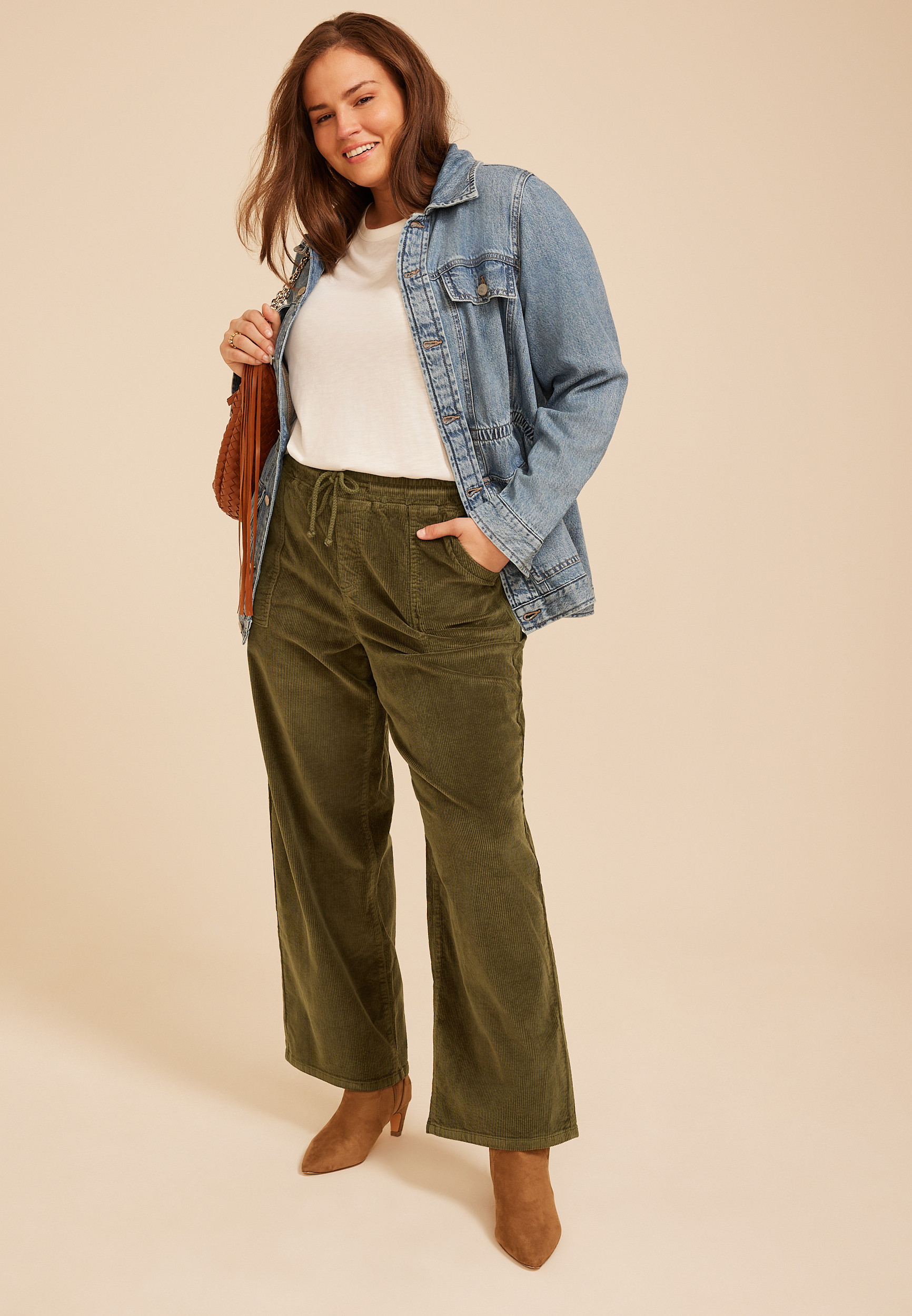 Plus Size Stretch Corduroy Pull On Wide Leg Pant | maurices | Maurices