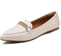 Tilocow Metal Chain Loafers for Women Pointed Toe Slip on Flats Comfortable Fashion Work Shoes | Amazon (US)