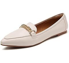 Tilocow Metal Chain Loafers for Women Pointed Toe Slip on Flats Comfortable Fashion Work Shoes | Amazon (US)