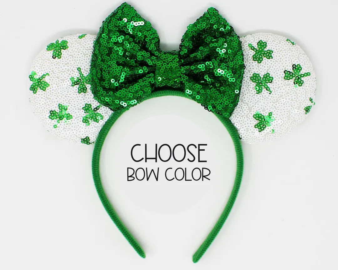 Shamrock Mouse Ears | St Patrick's Day Mouse Ear Headband | St Pattys Day Shamrock Mouse Ears Hea... | Etsy (US)