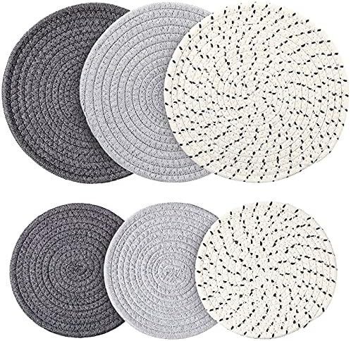 6 Pieces Pot Trivets Large Braided Woven Trivet Coaster, Cotton Thread Weave Cup Coaster Hot Pot ... | Amazon (US)