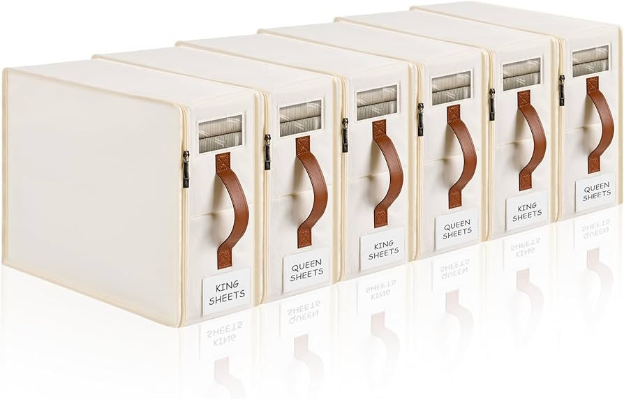 Bed Sheet Organizer 6 Pack, No Insects Entry Bedding Storage Box with Zipper, Label, Handle, Wind... | Amazon (CA)