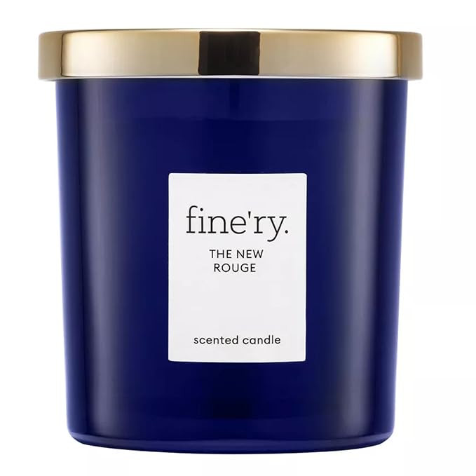 Fine'ry The New Rouge Scented Soy Candle & Cotton Wick for New Home - Saffron, Amber Resin, Sanda... | Amazon (US)