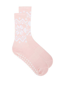 WellBeing + BeingWell Fair Isle Grip Sock in Pink Tulle & White from Revolve.com | Revolve Clothing (Global)