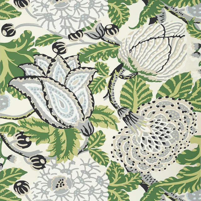 Thibaut Mitford Green And White Wallpaper | DecoratorsBest