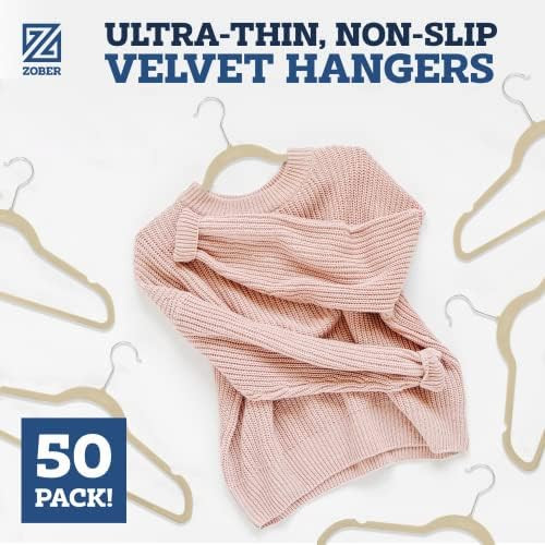 Zober Non-Slip Velvet Hangers - Suit Hangers (50-pack) Ultra Thin Space Saving 360 Degree Swivel ... | Amazon (US)