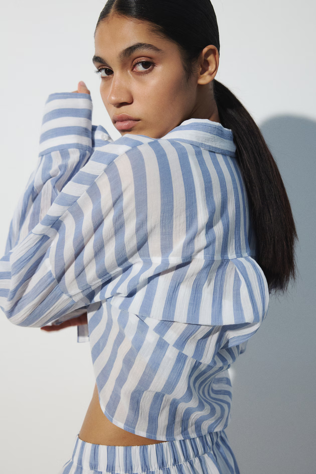 Cotton Beach Shirt - Blue/white striped - Ladies | H&M US | H&M (US + CA)