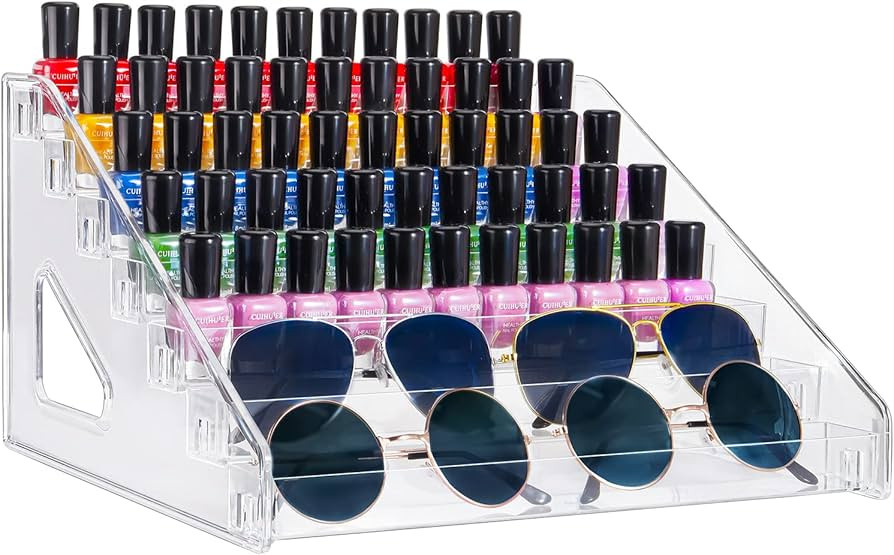 Kingtaily Nail Polish Organizer Large Capacity 7 Layers Nails Polish Rack, Acrylic Sunglasses Org... | Amazon (US)