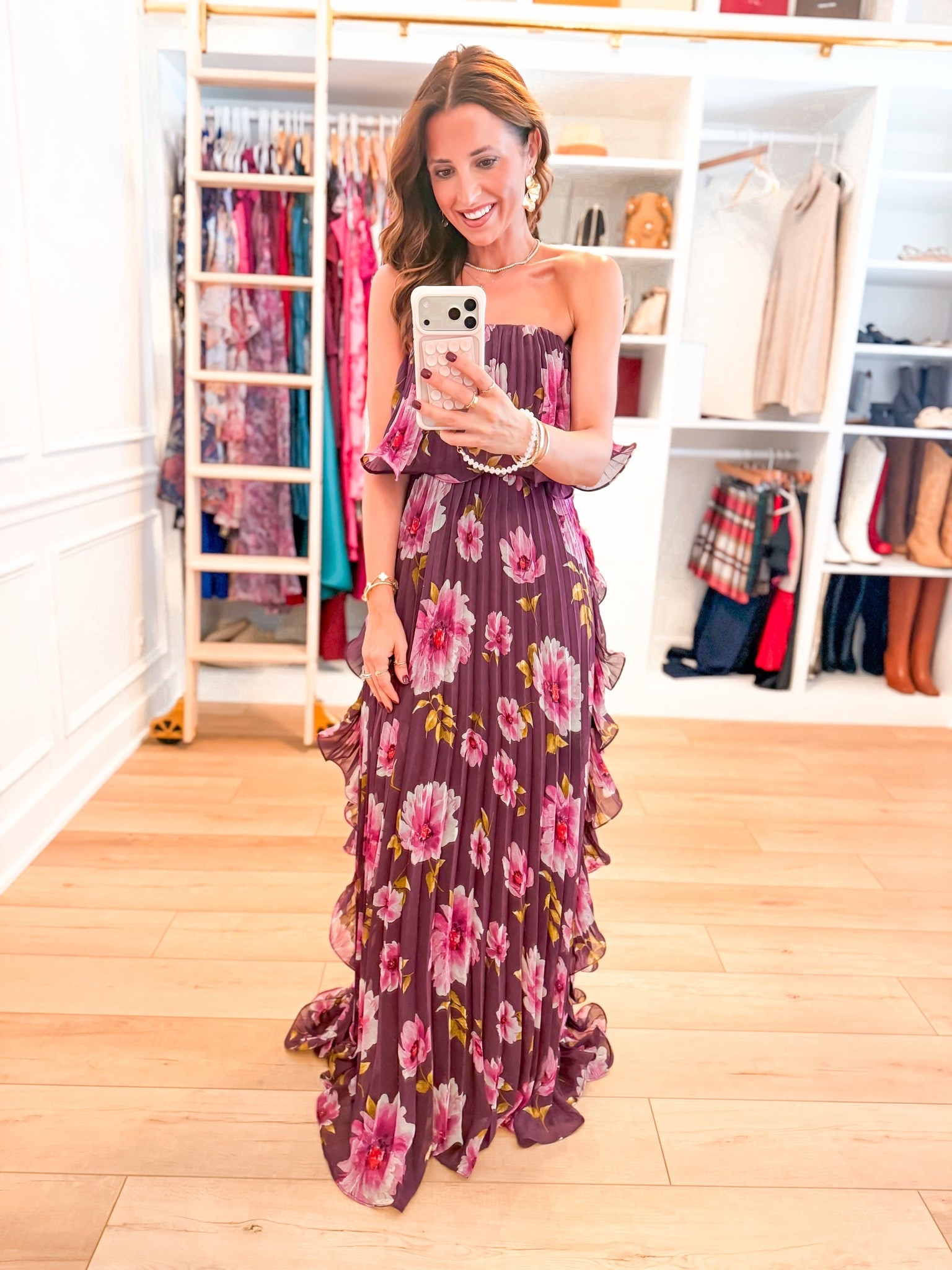 My baby shower #ootd here! Wearing XS. A smidge long on me but could wear a higher heel. I am 5’3. Pleated floral maxi dress. Fall wedding guest. Winter wedding guest. Cocktail dress.

#LTKootd #LTKWedding #LTKSeasonal
