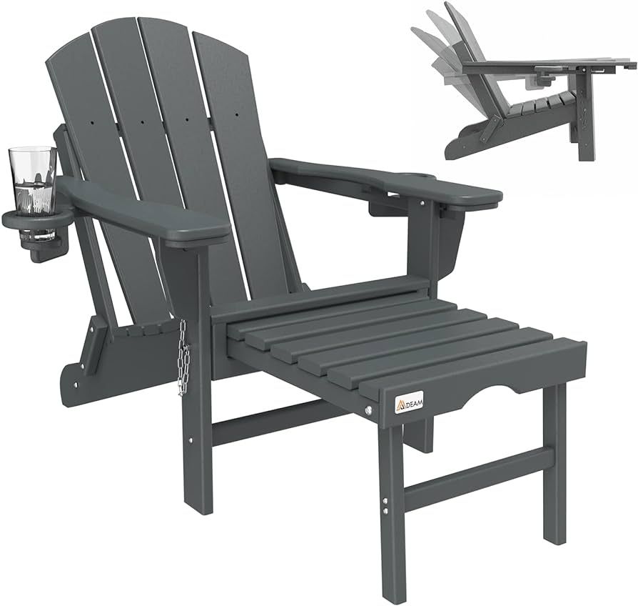 Mdeam Adjustable Backrest Adirondack Chair Folding Patio Lawn Outdoor Fire Pit Chairs Adirondack ... | Amazon (US)
