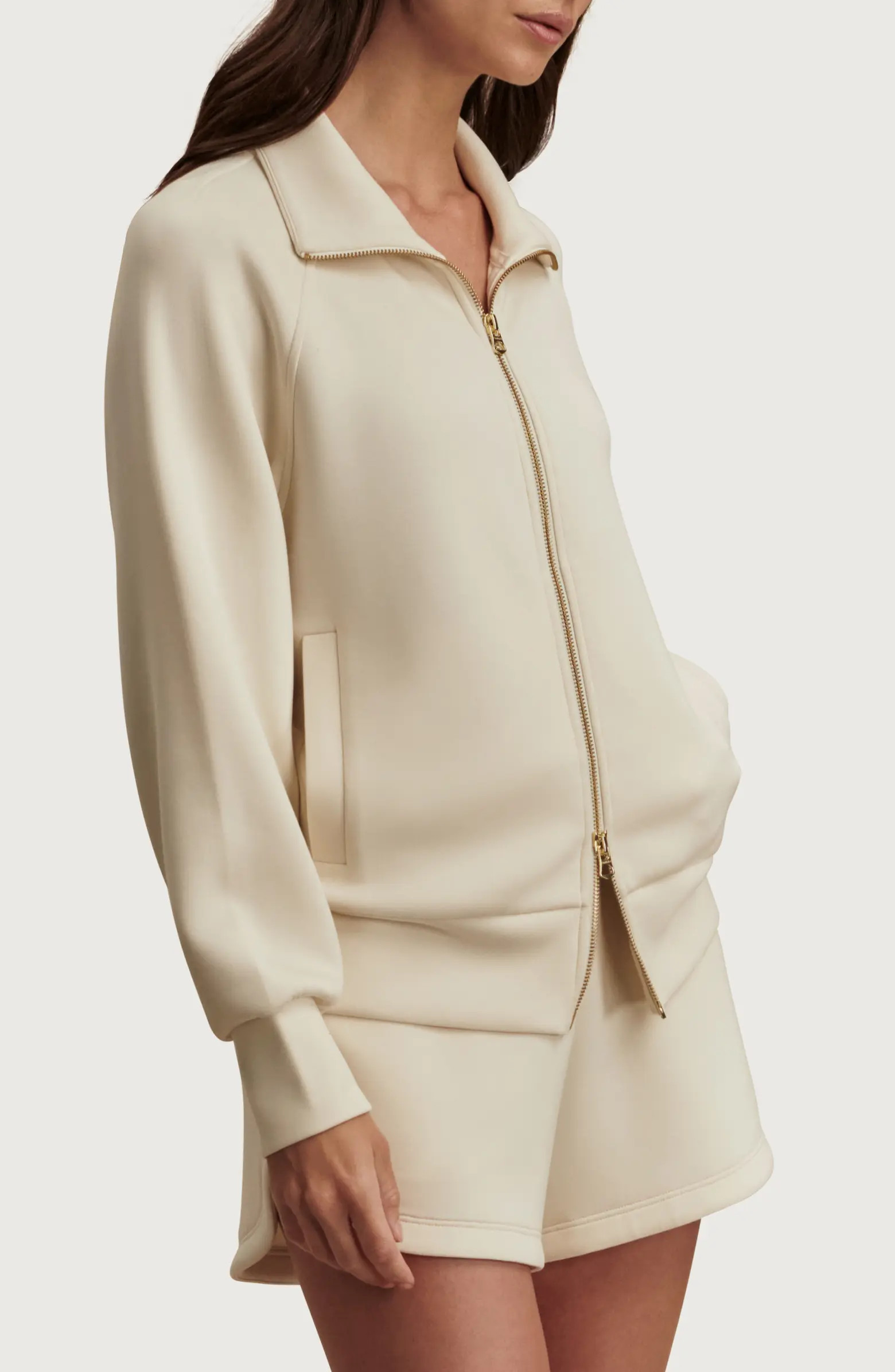 Varley Tyde Mixed Media Zip Front Sweatshirt | Nordstrom | Nordstrom