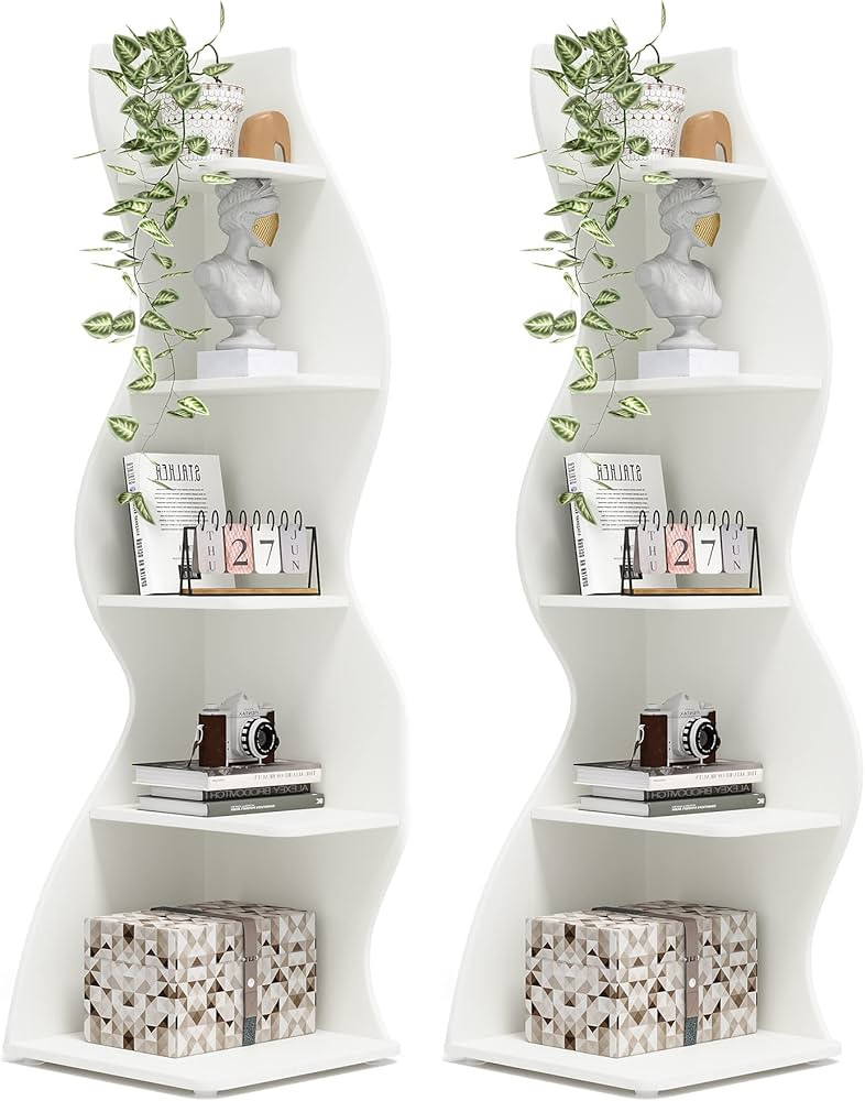 Tribesigns Corner Shelf, Modern 5-Tier Wall Corner Bookshelf Set of Two, Stylish Corner Small Boo... | Amazon (US)