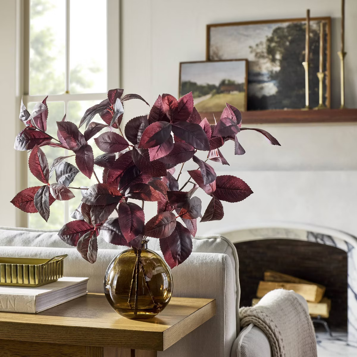 15.5" Black Plum Leaf Artificial Fall Arrangement - Hearth & Hand™ with Magnolia | Target