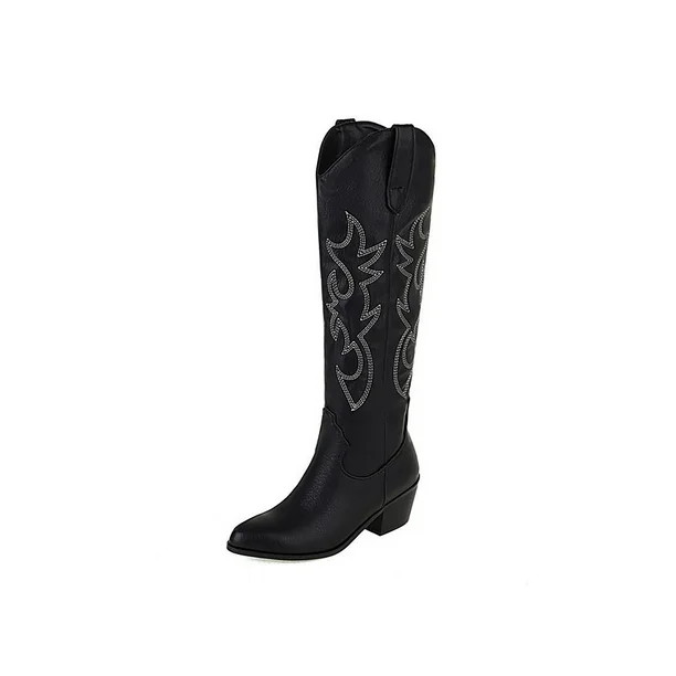 Daeful Cowgirl Boots for Women Embroidered Knee High Cowboy Boots Fashion Pull on Tall Western Bo... | Walmart (US)
