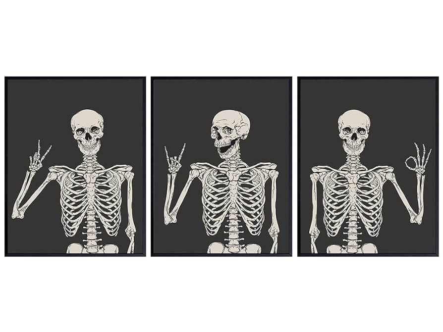 Skeleton Wall Art & Decor 11x14 - Halloween Wall Art - Goth Home Decor - Gothic Room Decor - Paga... | Amazon (US)