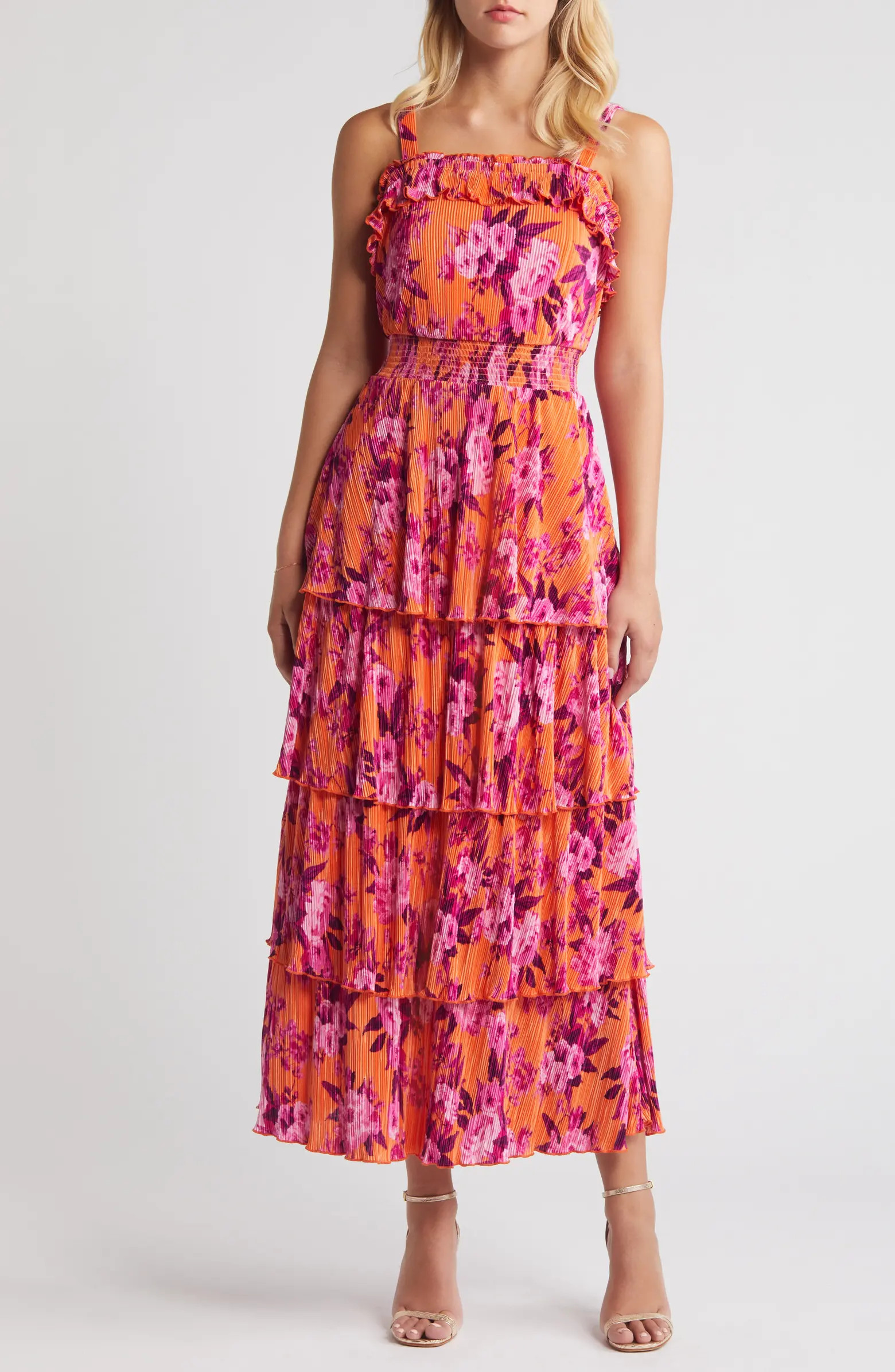 Plissé Tiered Maxi Dress | Nordstrom