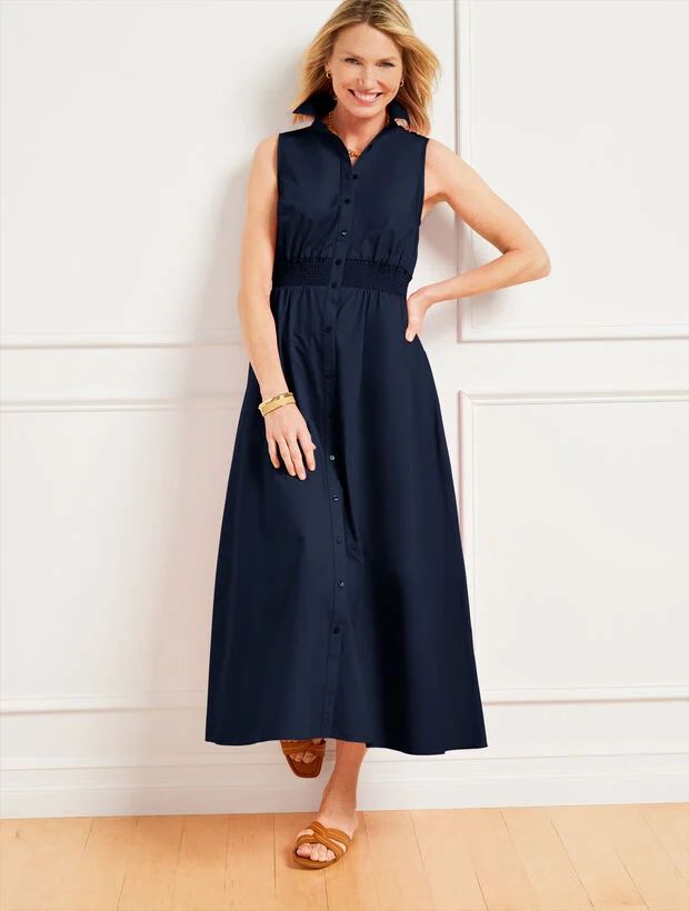 Modern Poplin Smocked Dress | Talbots