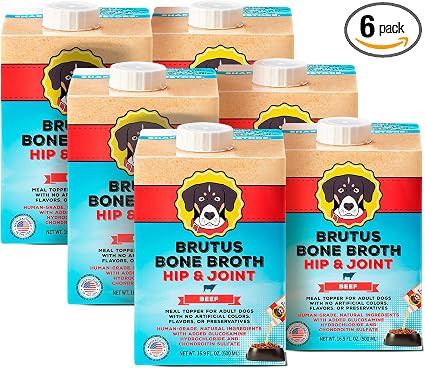 Brutus Beef Bone Broth for Dogs - All Natural Dog Bone Broth with LiquidChondroitin Glucosamine &... | Amazon (US)
