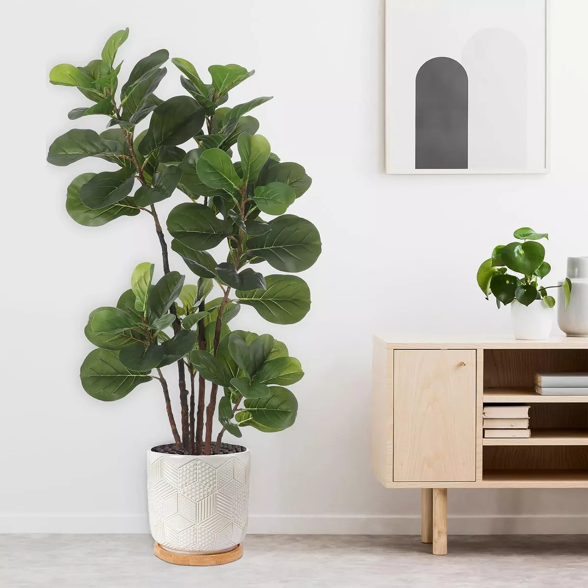 Acekool 4FT Faux Fiddle Leaf Fig Tree – Realistic Indoor Plant with 72 Silk Leaves & Weighted B... | Target