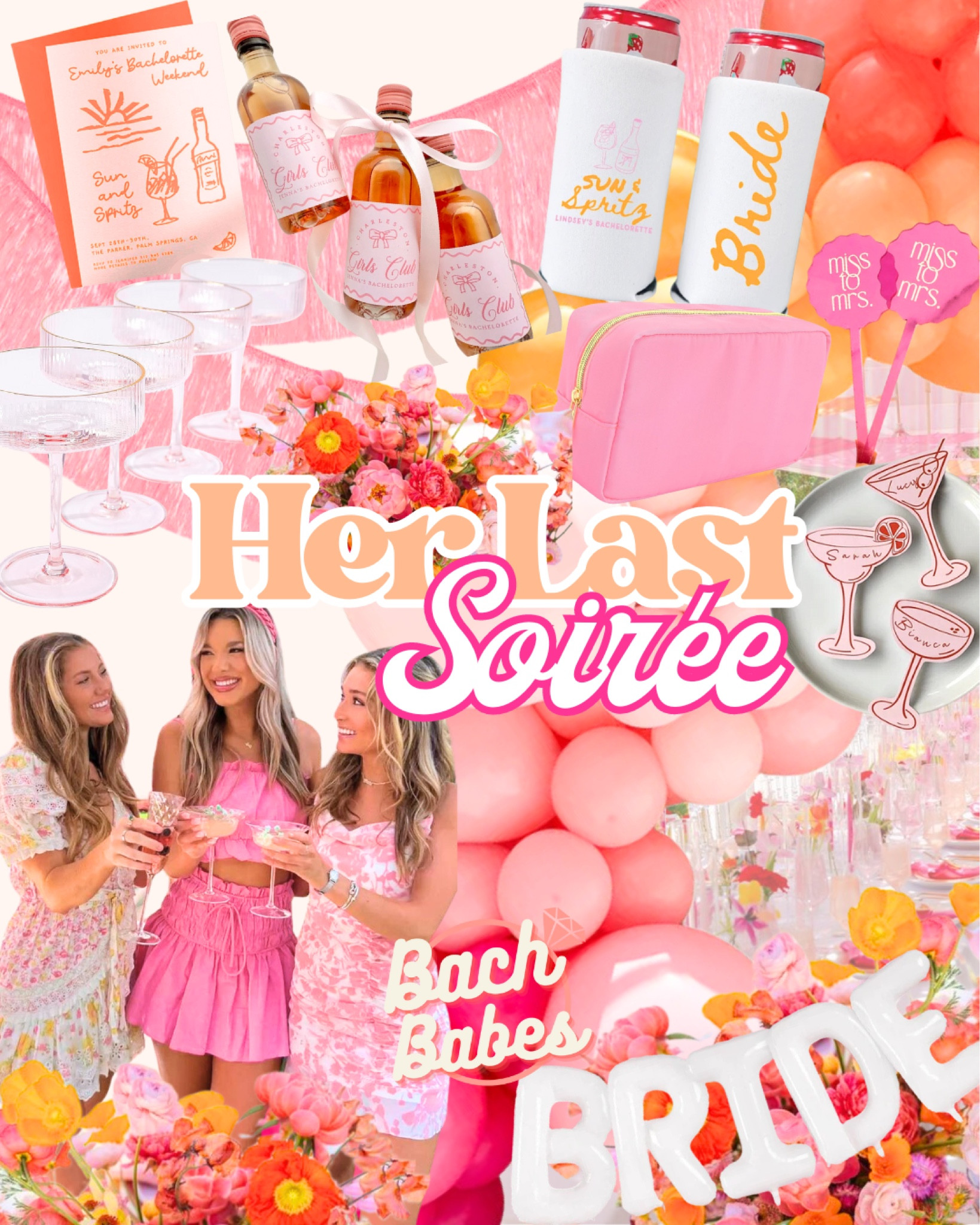 Her Last Soirée! 🍊🌸✨ Bachelorette Party Inspo!

Her last soirée, her last single soirée, last single soirée, bachelorette ideas, pink and orange Bach party,
Bach party inspo, pink, orange , pink floral, coquette, floral
Bach party