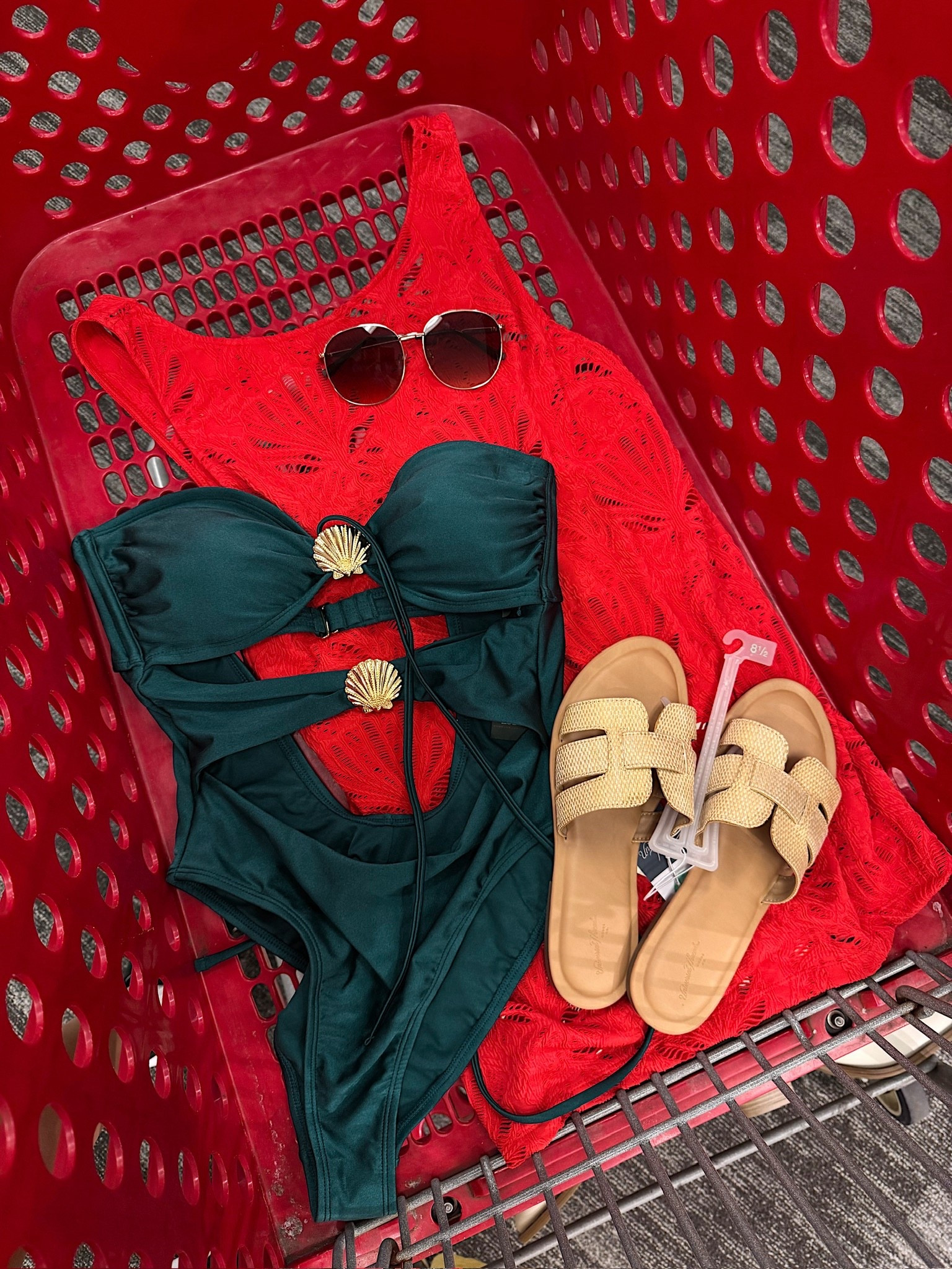 Another great Target outfit for a beach day or lounging by the pool. Love this deep emerald swimsuit!

#LTKSwim #LTKgrwm #LTKootd